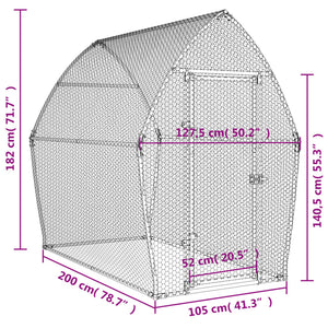 Hönsbur silver 200x105x182 cm galvaniserat stål