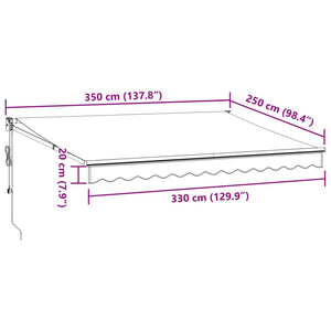 Markis automatiskt infällbar vinröd 350x250 cm