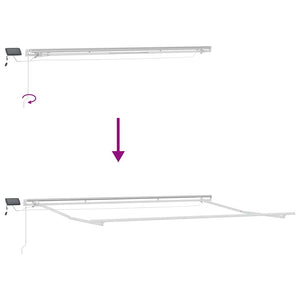 Markis manuellt infällbar med LEDs antracit och vit 400x300 cm
