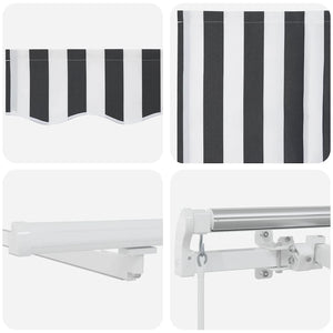 Markis manuellt infällbar med LEDs antracit och vit 400x300 cm