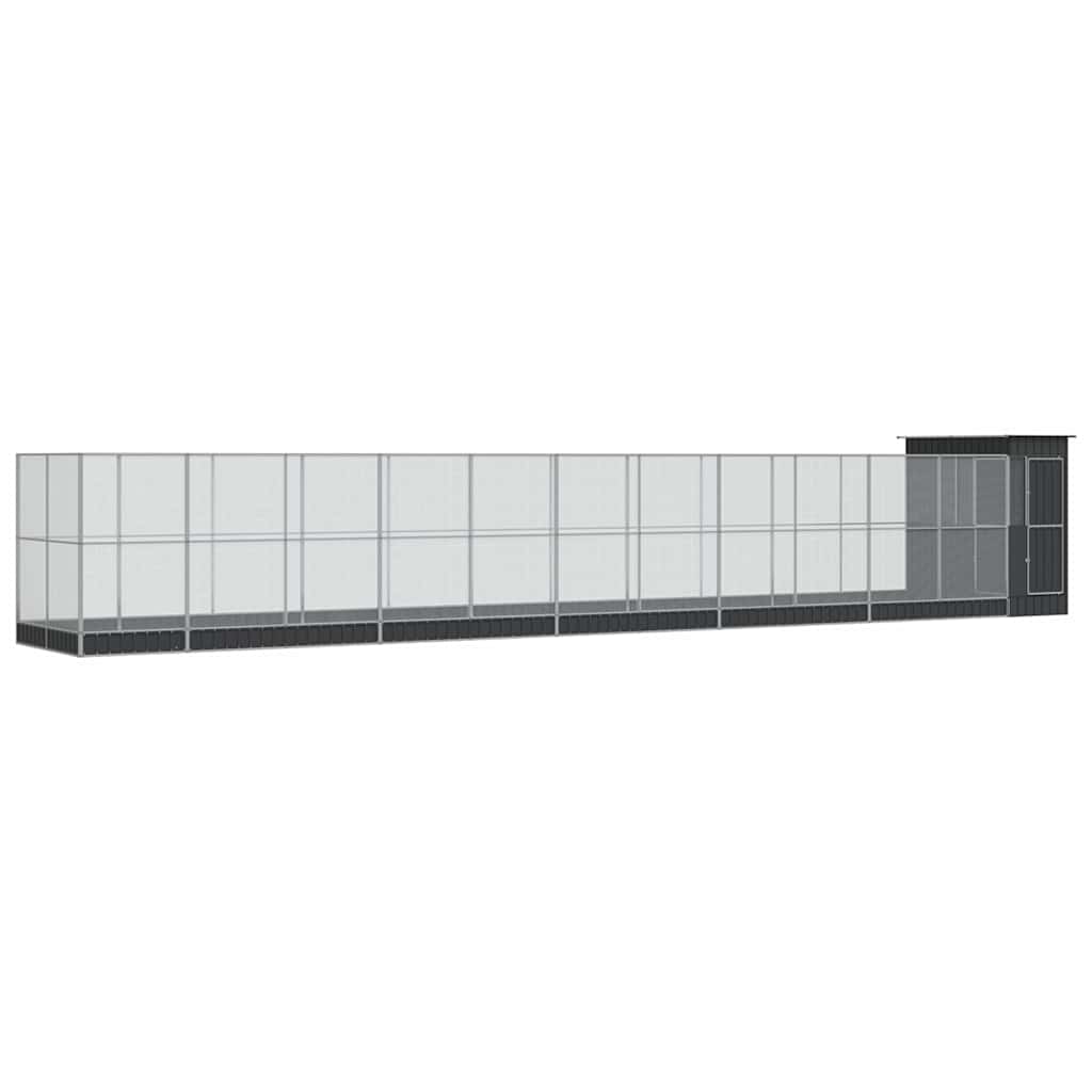 Voljär med utbyggnad silver 1244x203x216 cm stål