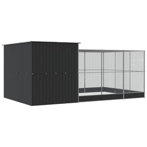 Voljär med utbyggnad silver 497x303x216 cm stål