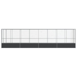 Voljär med utbyggnad silver 834,5x107x212 cm stål