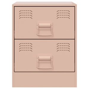 Sängskåp 2 st rosa 34,5x39x44 cm stål