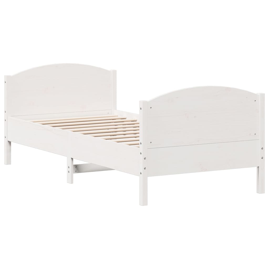 Sängram utan madrass vit 75x190 cm massiv furu
