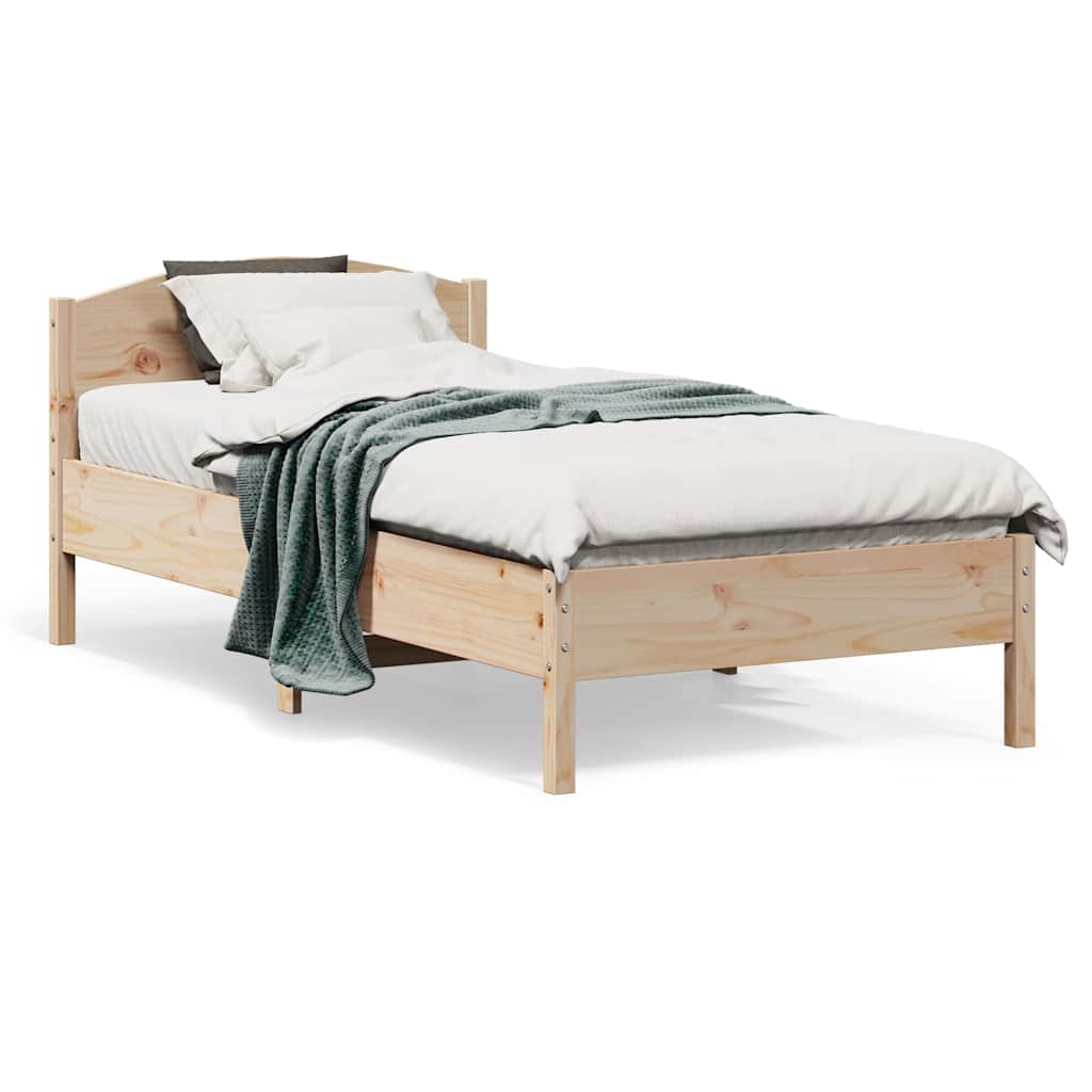 Sängram utan madrass 75x190 cm massiv furu