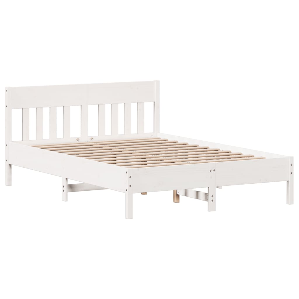 Sängram utan madrass vit 140x200 cm massiv furu