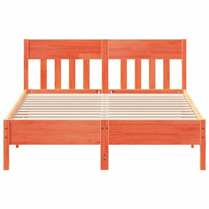 Sängram utan madrass vaxbrun 135x190 cm massiv furu