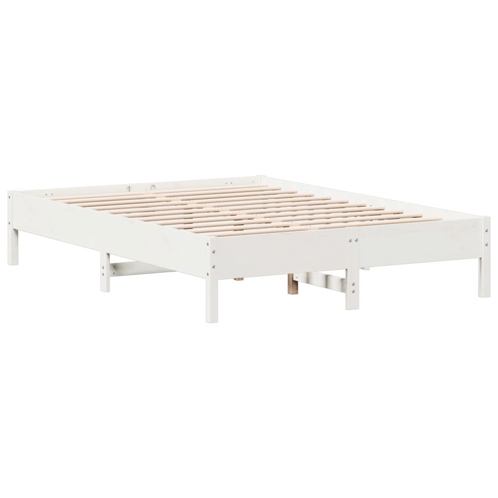 Sängram utan madrass vit 140x200 cm massiv furu