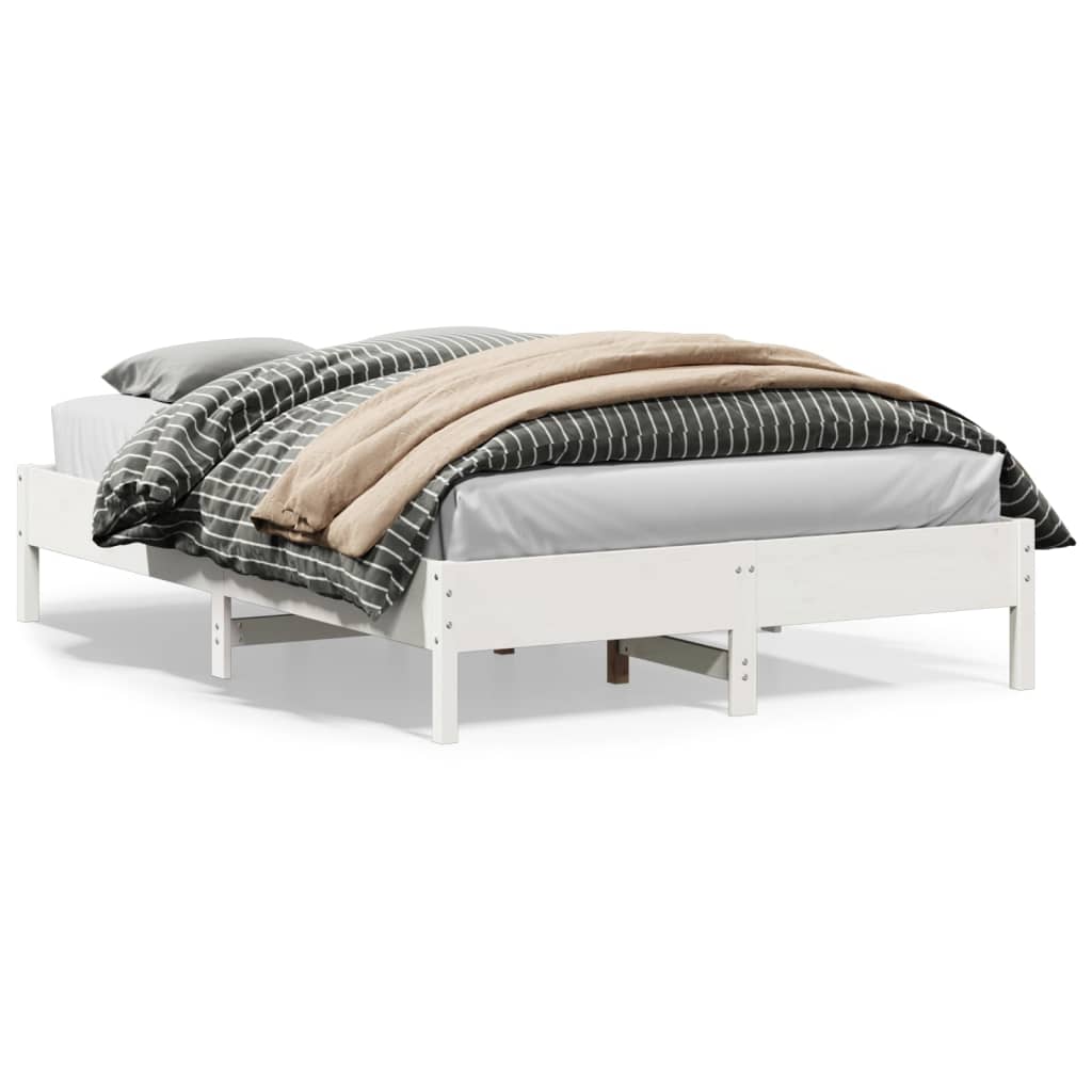 Sängram utan madrass vit 120x200 cm massiv furu