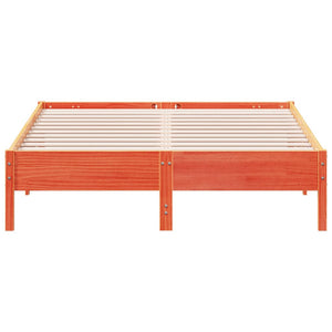 Sängram utan madrass vaxbrun 120x200 cm massiv furu