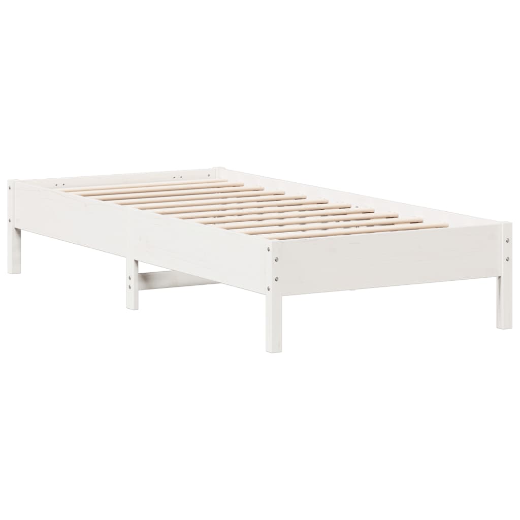 Sängram utan madrass vit 90x200 cm massiv furu