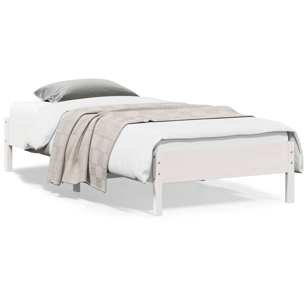 Sängram utan madrass vit 90x200 cm massiv furu