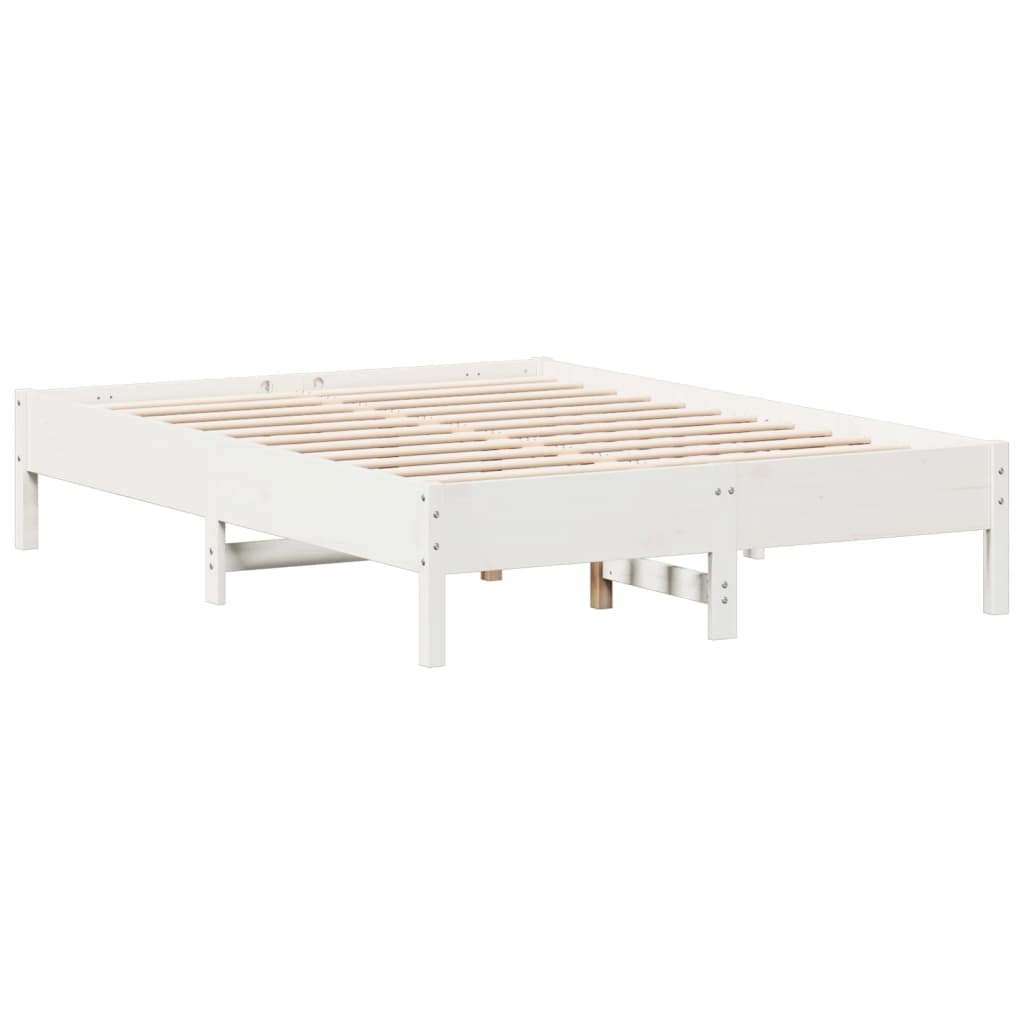 Sängram utan madrass vit 140x190 cm massiv furu