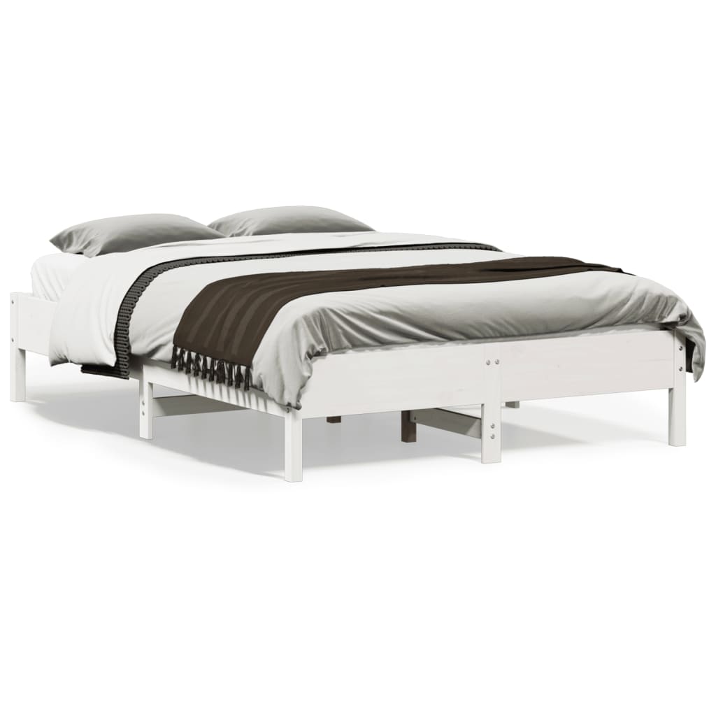 Sängram utan madrass vit 140x190 cm massiv furu