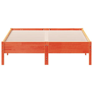 Sängram utan madrass vaxbrun 140x190 cm massiv furu