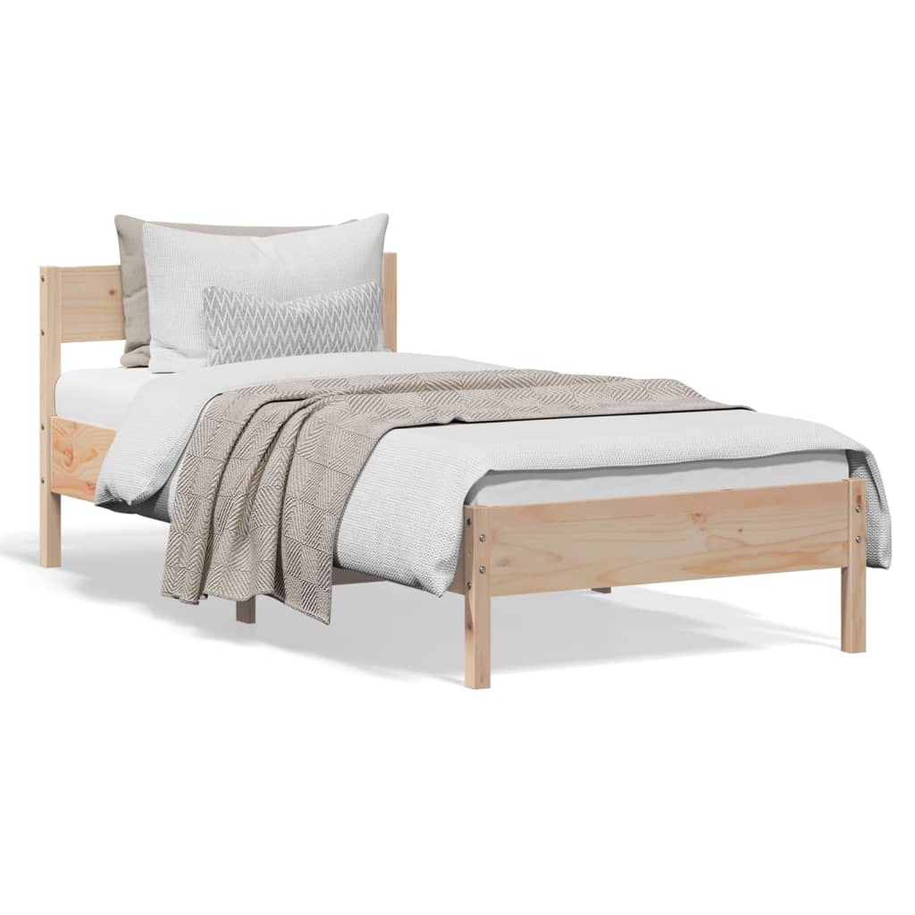 Sängram utan madrass 90x190 cm massiv furu