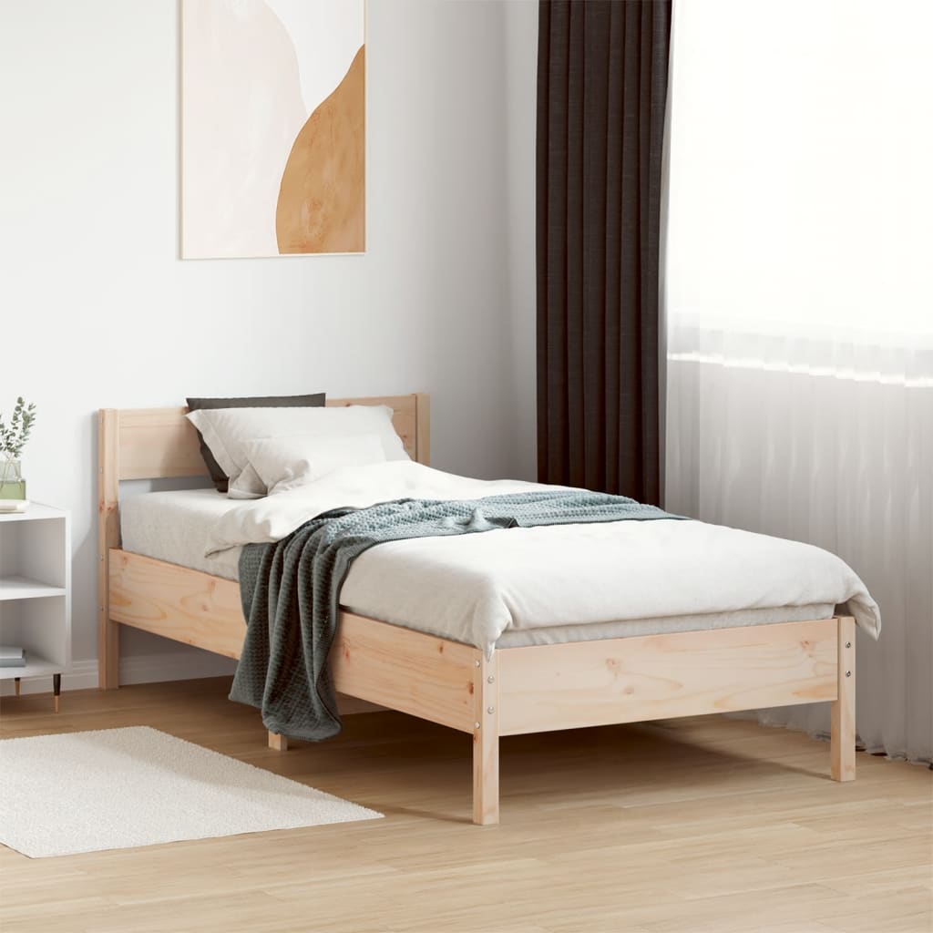 Sängram utan madrass 90x190 cm massiv furu