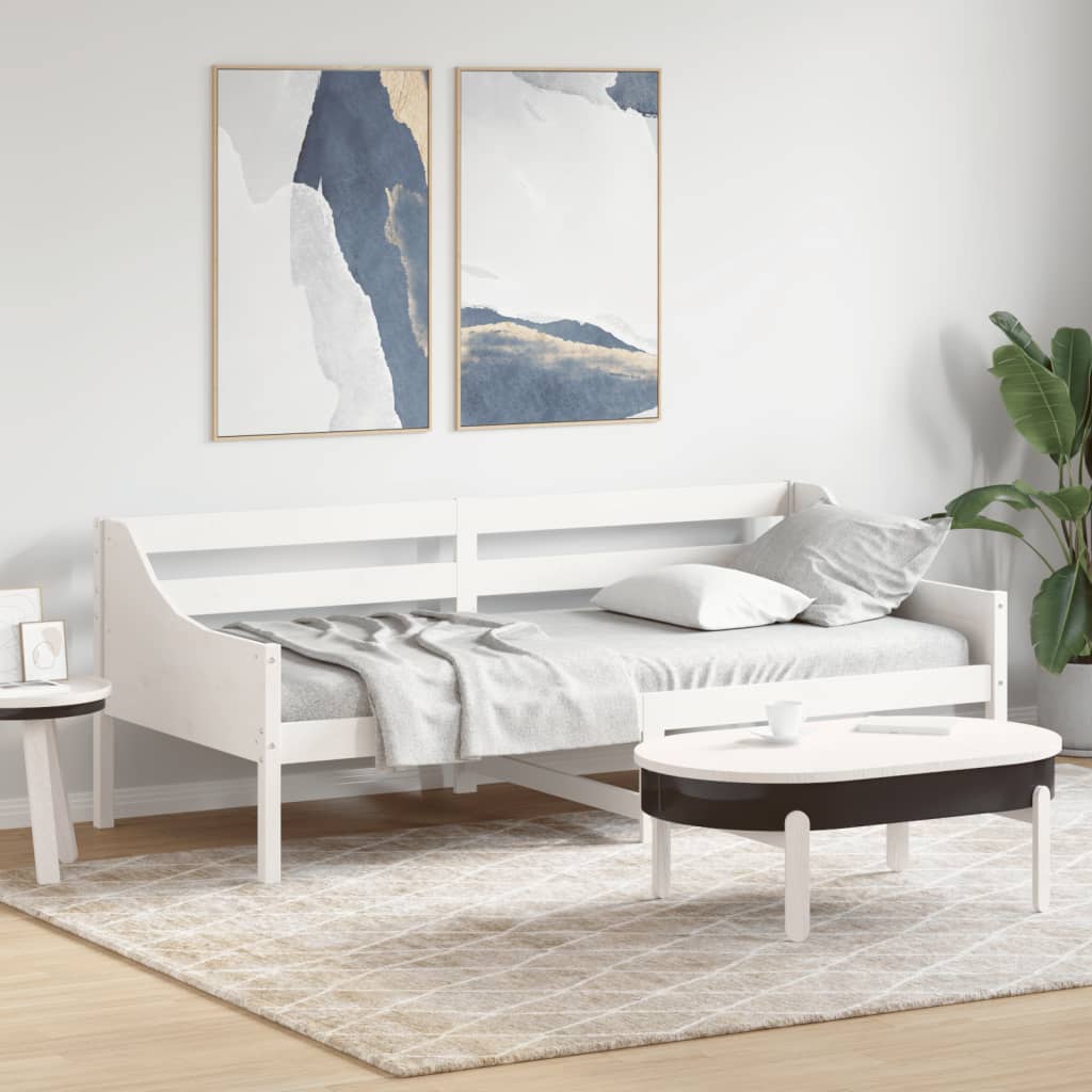 Dagbädd utan madrass vit 80x200 cm massiv furu