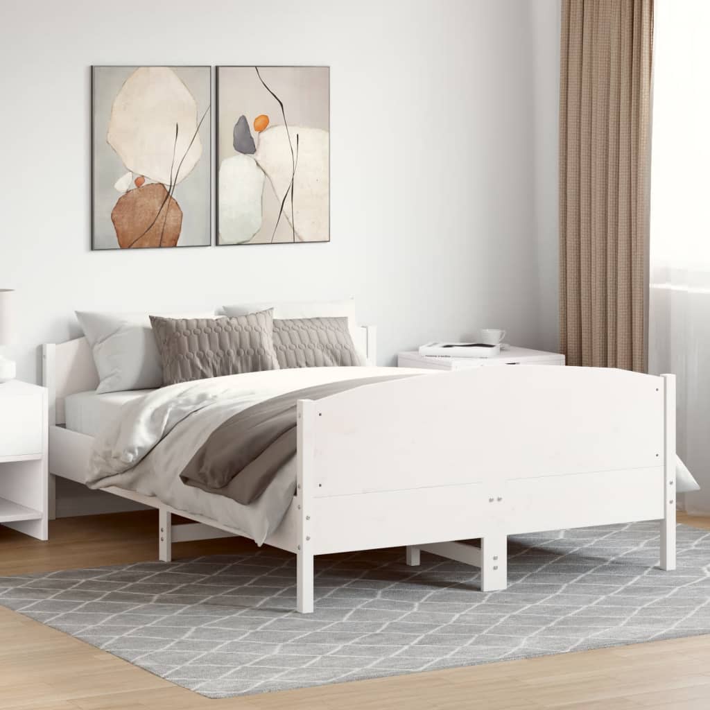 Sängram utan madrass vit 120x200 cm massiv furu