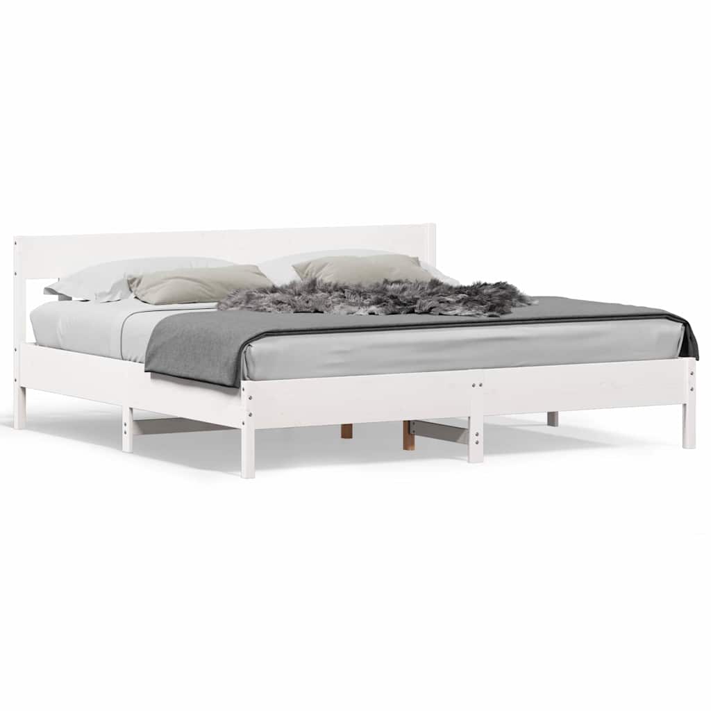 Sängram utan madrass vit 180x200 cm massiv furu