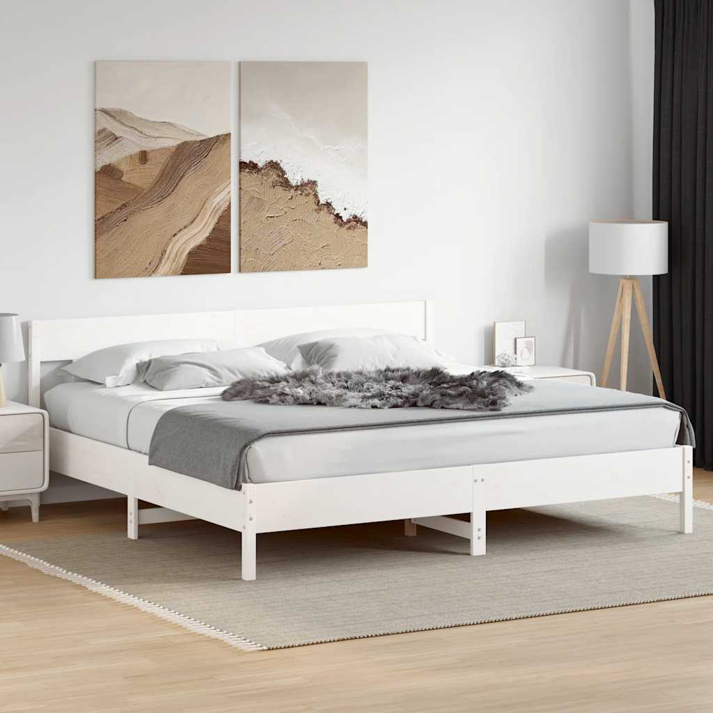 Sängram utan madrass vit 180x200 cm massiv furu