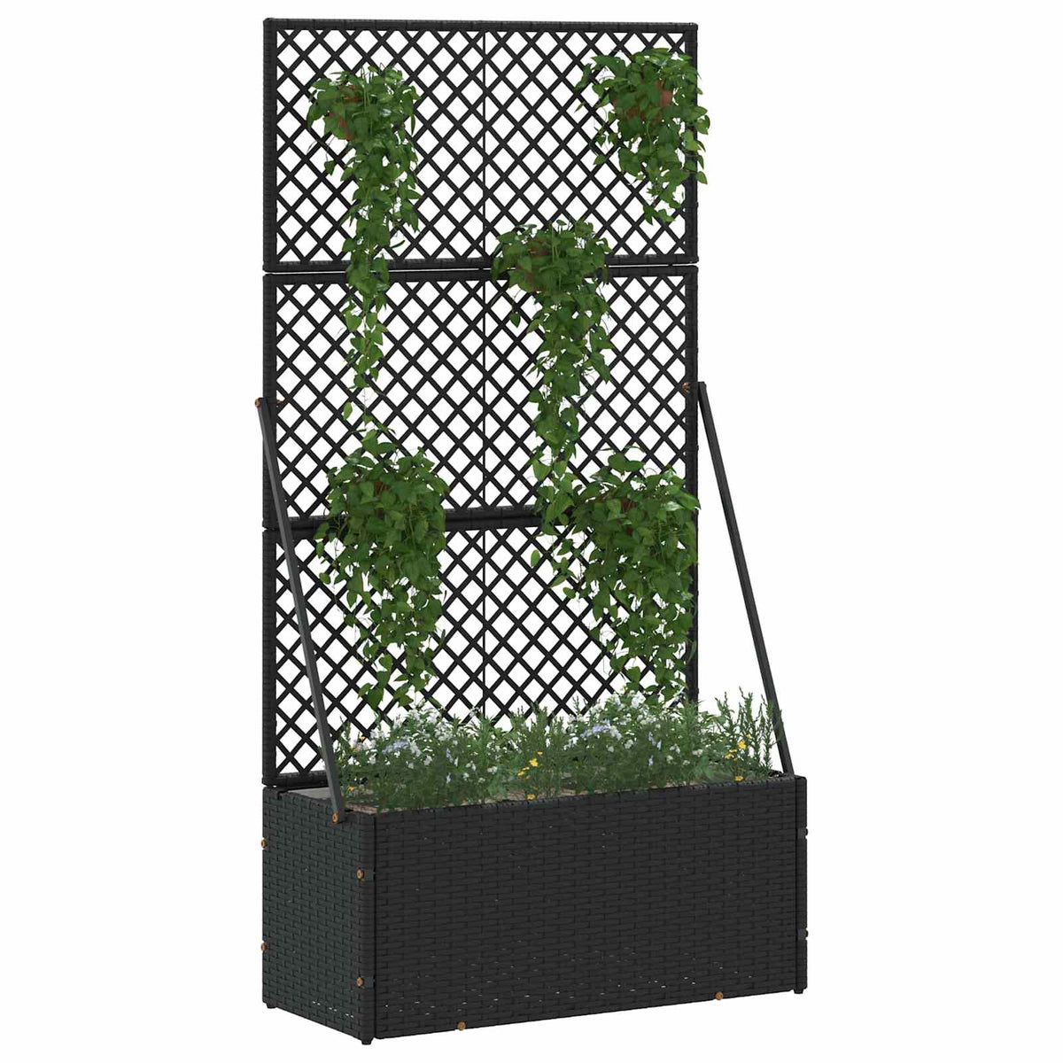 Trädgårdsspira planterare Svart 70 x 30 x 135 cm Metall