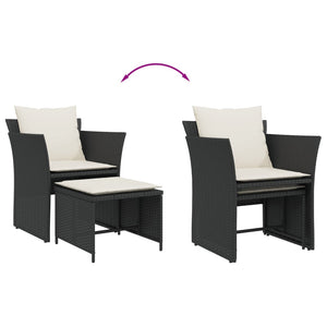 Reclinerstol för trädgården med fotpall svart konstrotting