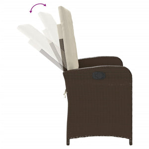 Justerbar trädgårdsbänk med dynor brun konstrotting