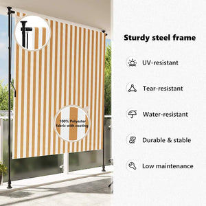 Rullgardin utomhus orange och vit 200x270 cm tyg&stål