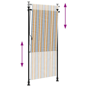 Rullgardin utomhus gul och vit 100x270 cm tyg&stål