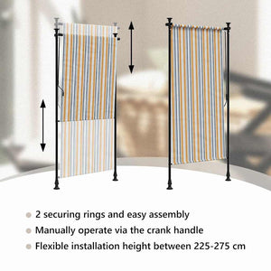 Rullgardin utomhus gul och vit 100x270 cm tyg&stål