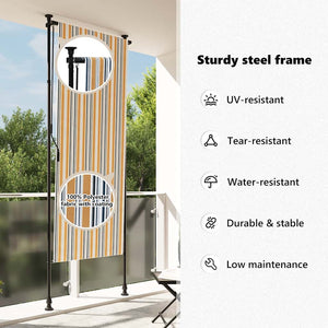 Rullgardin utomhus gul och vit 120x270 cm tyg&stål