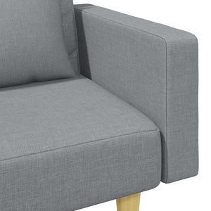 Bäddsoffa 2-sits med kuddar och fotpall ljusgrå tyg