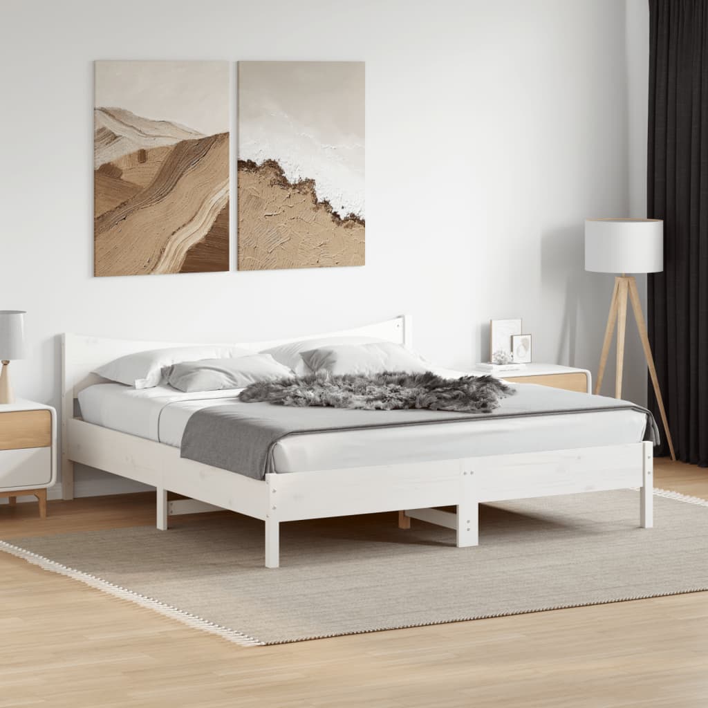Sängram utan madrass vit 180x200 cm massiv furu