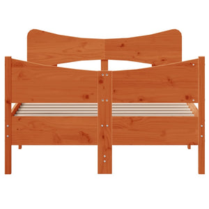 Sängram utan madrass vaxbrun 120x190 cm massiv furu