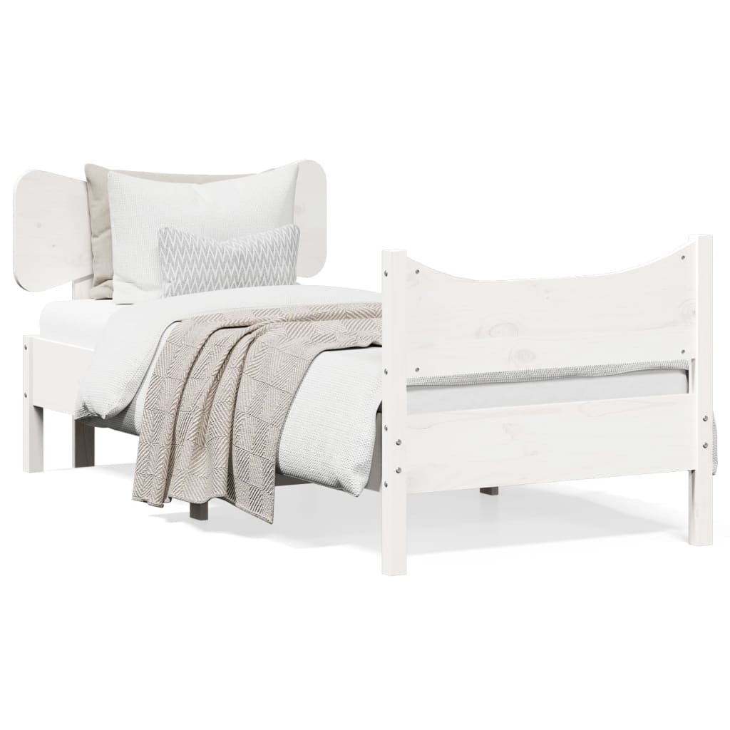 Sängram utan madrass vit 75x190 cm massiv furu