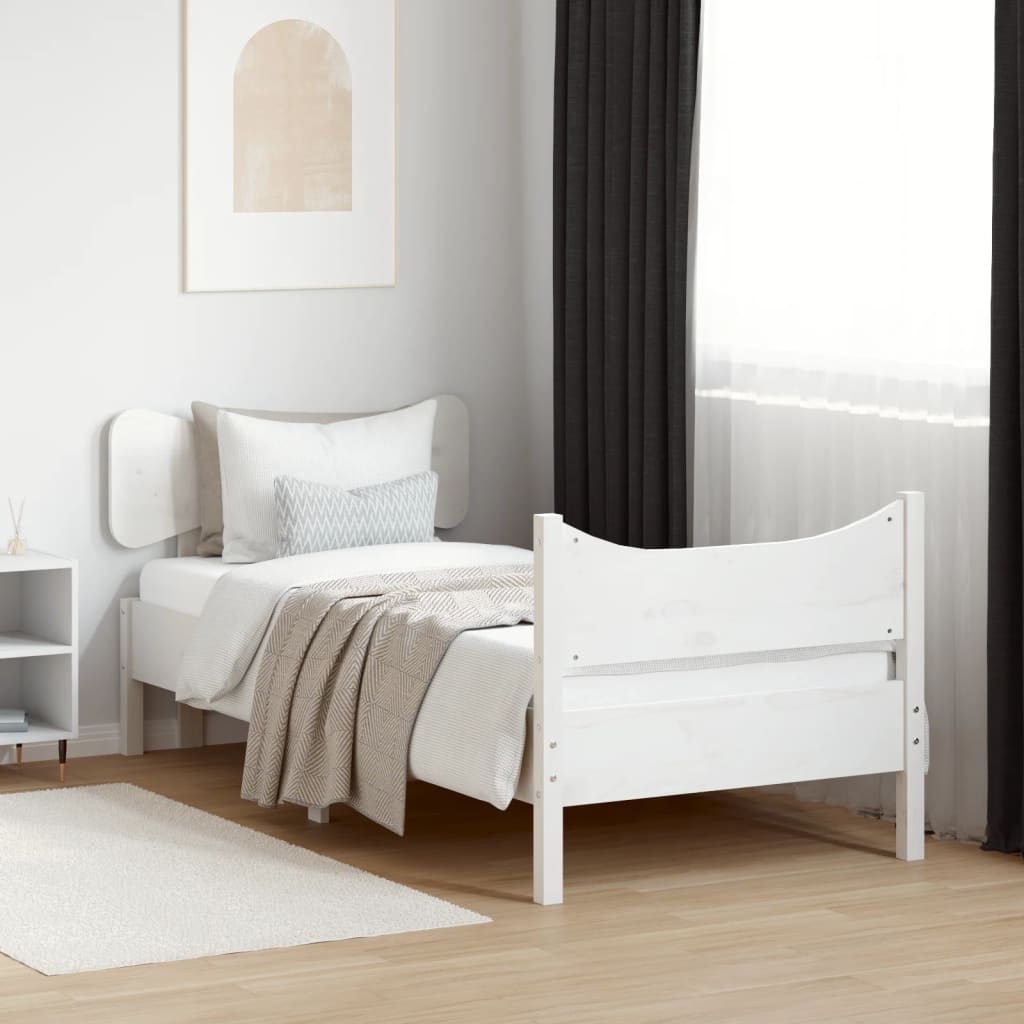 Sängram utan madrass vit 75x190 cm massiv furu