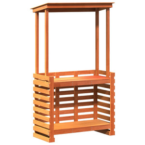 Barbord för trädgården med tak vaxad brun 112,5x57x195,5 cm