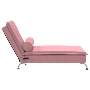 Massageschäslong med bolster rosa sammet