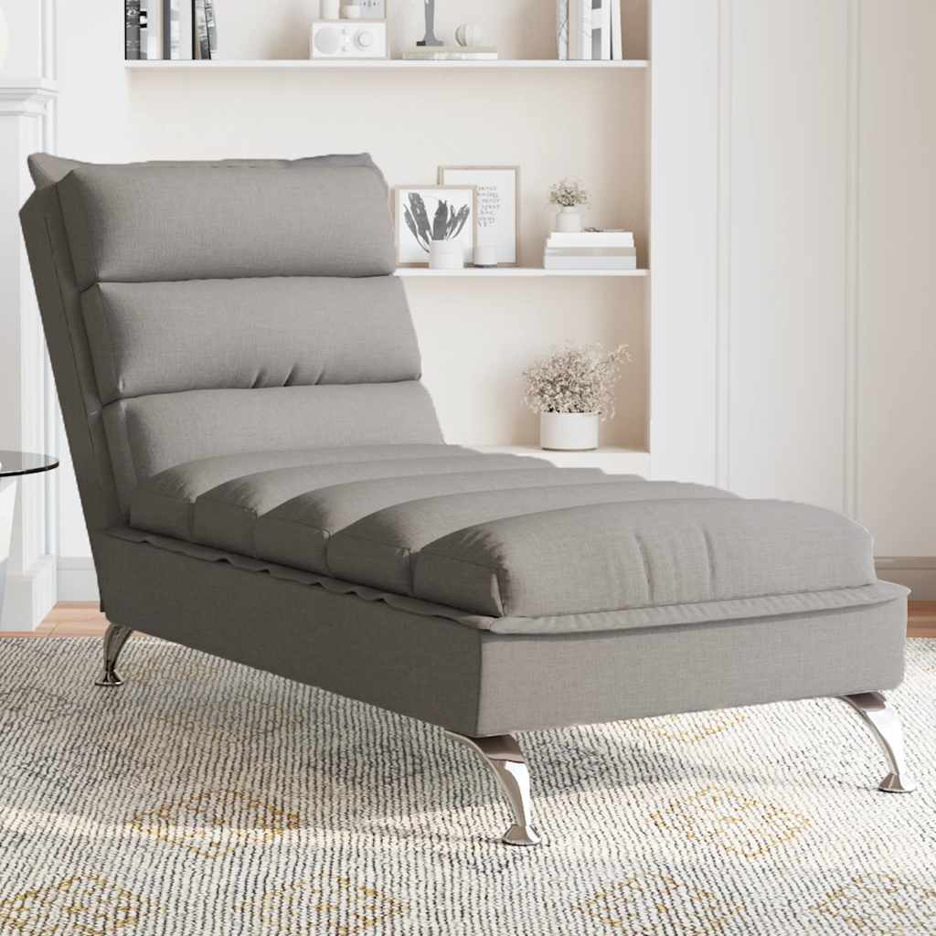 Massageschäslong med dynor taupe tyg