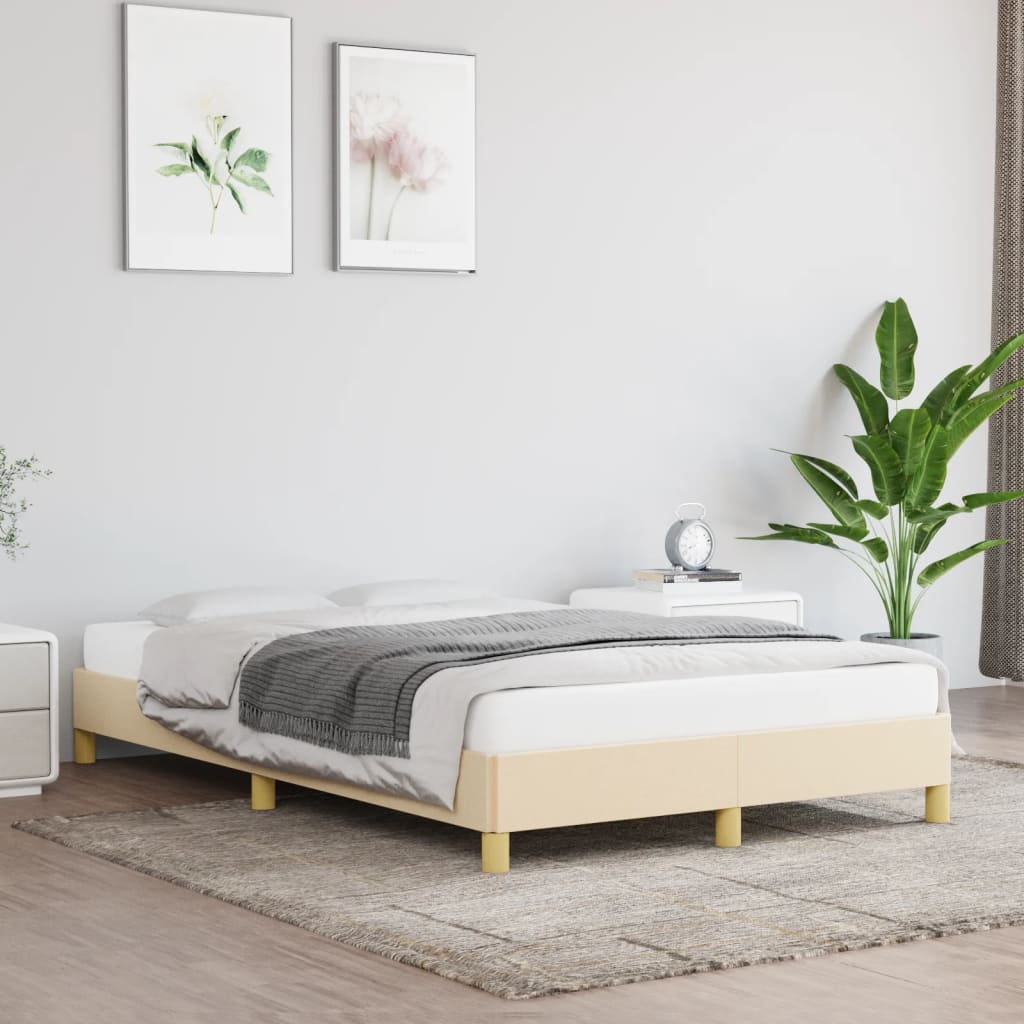 sängram utan madrass gräddvit 120x190 cm tyg