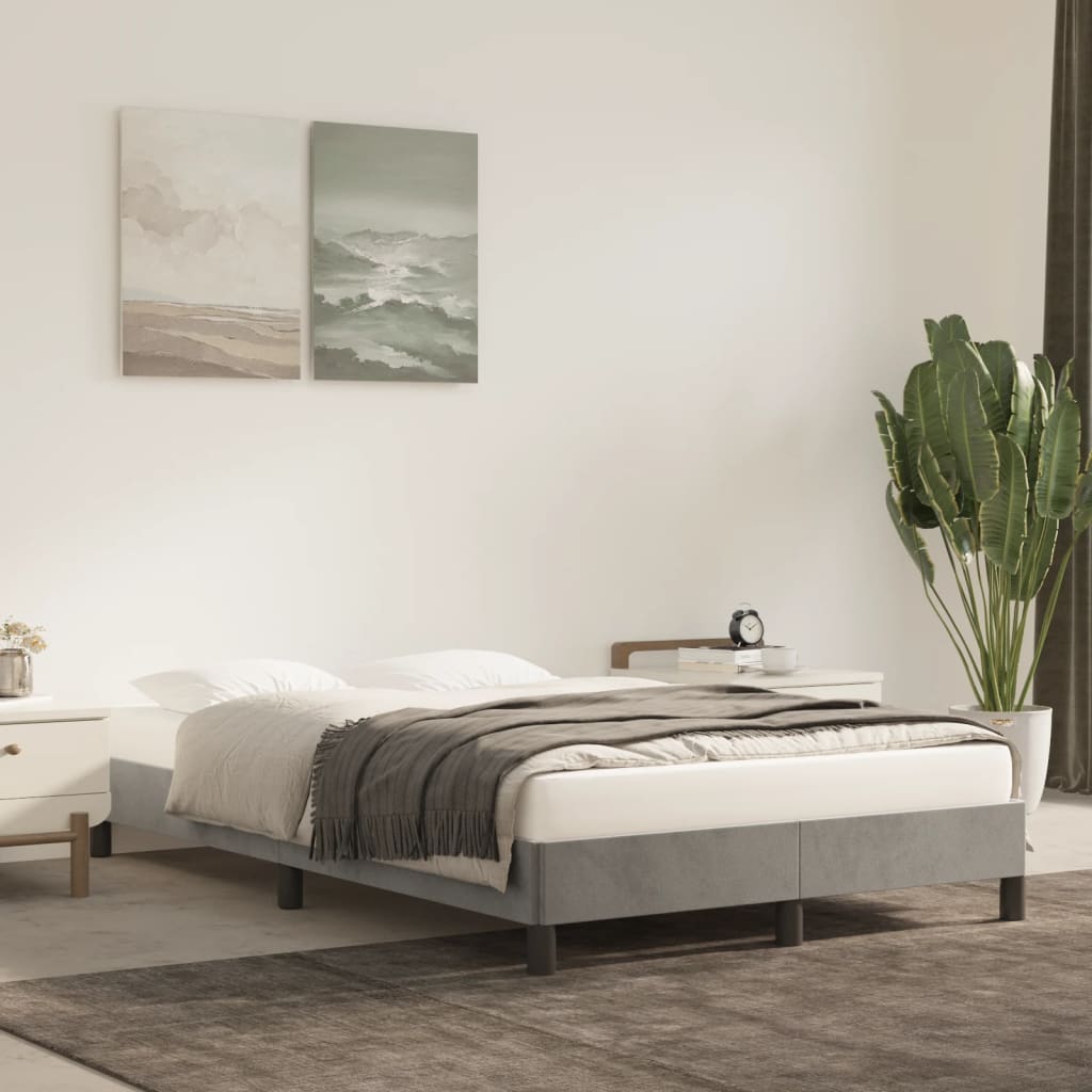 sängram utan madrass ljusgrå 120x190 cm sammet