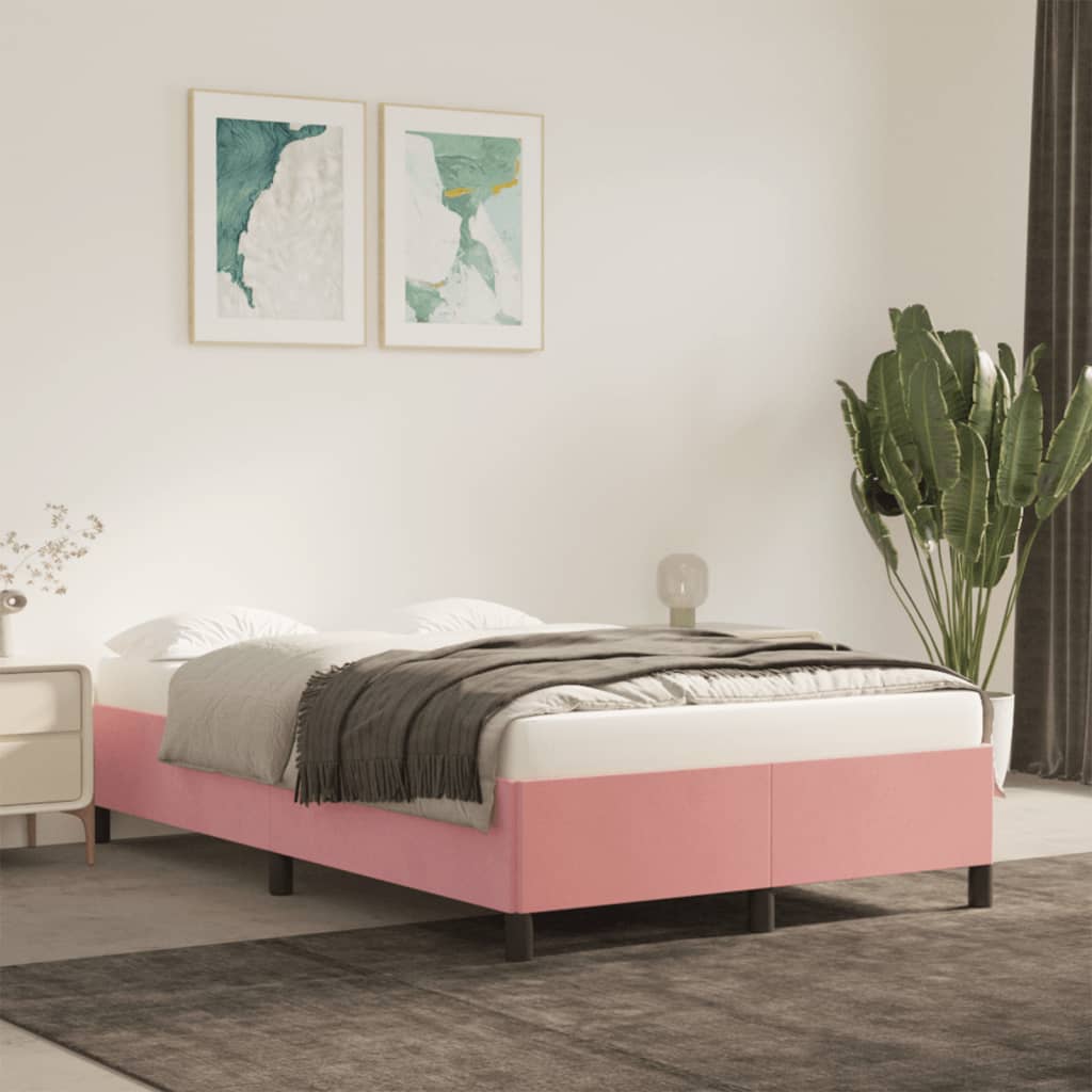 sängram utan madrass rosa 120x190 cm sammet