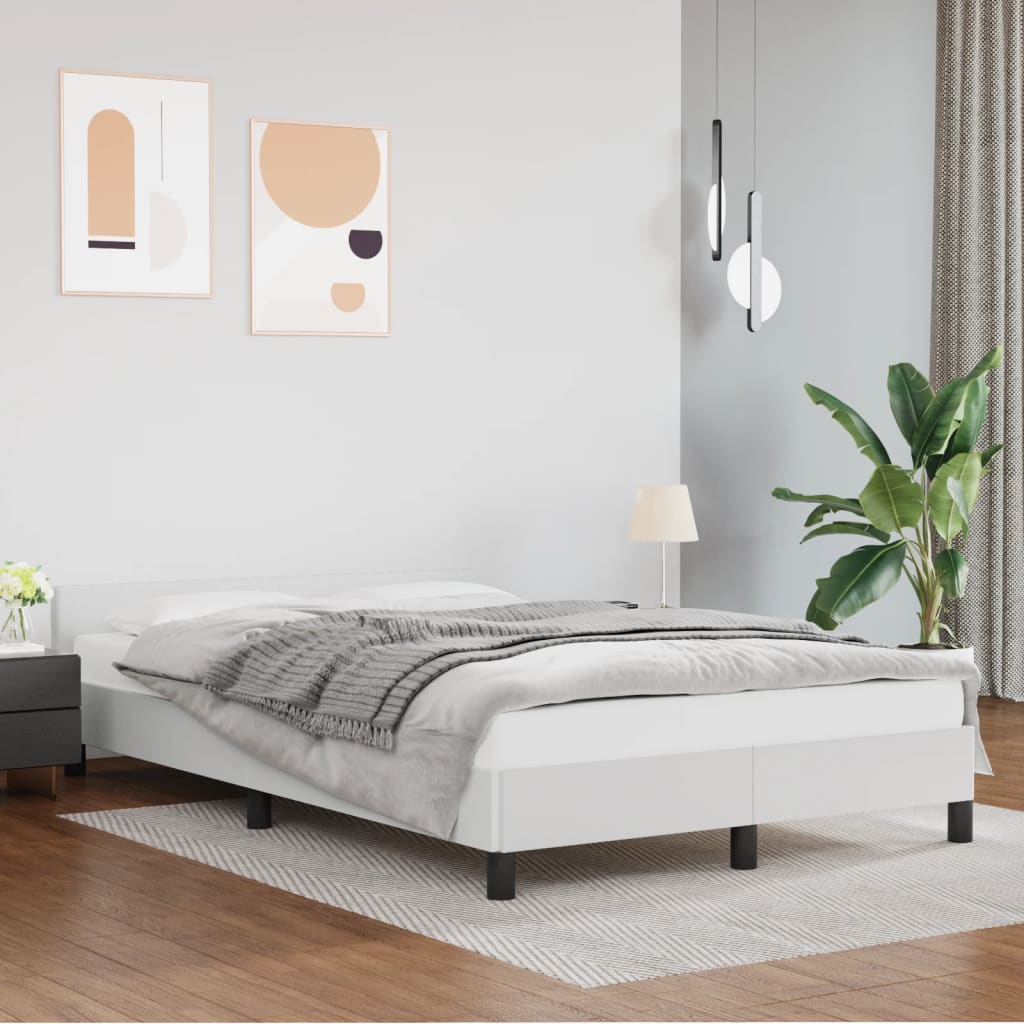sängram utan madrass vit 120x190 cm konstläder