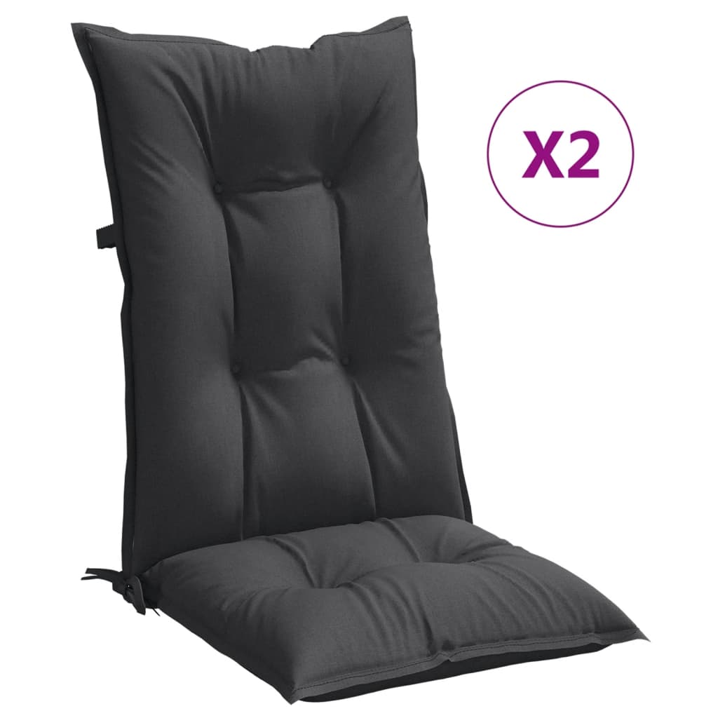 Stolsdynor högt ryggstöd 2 st melerad antracit 120x50x7 cm tyg