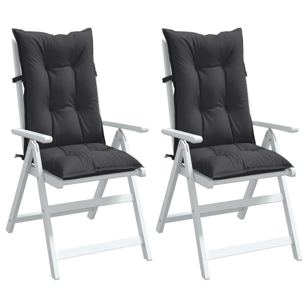 Stolsdynor högt ryggstöd 2 st melerad antracit 120x50x7 cm tyg