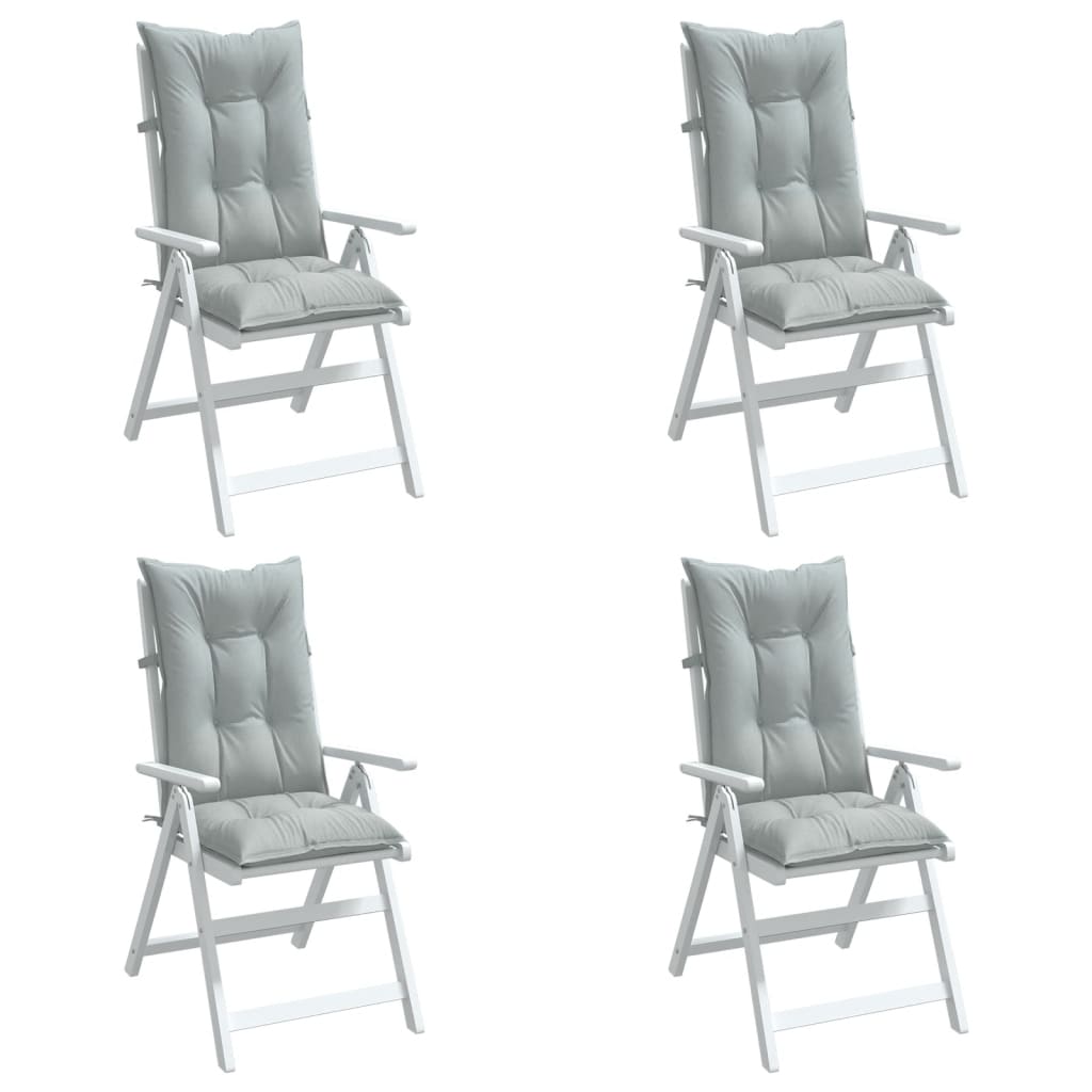 Stolsdynor högt ryggstöd 4 st melerad ljusgrå 120x50x7 cm tyg