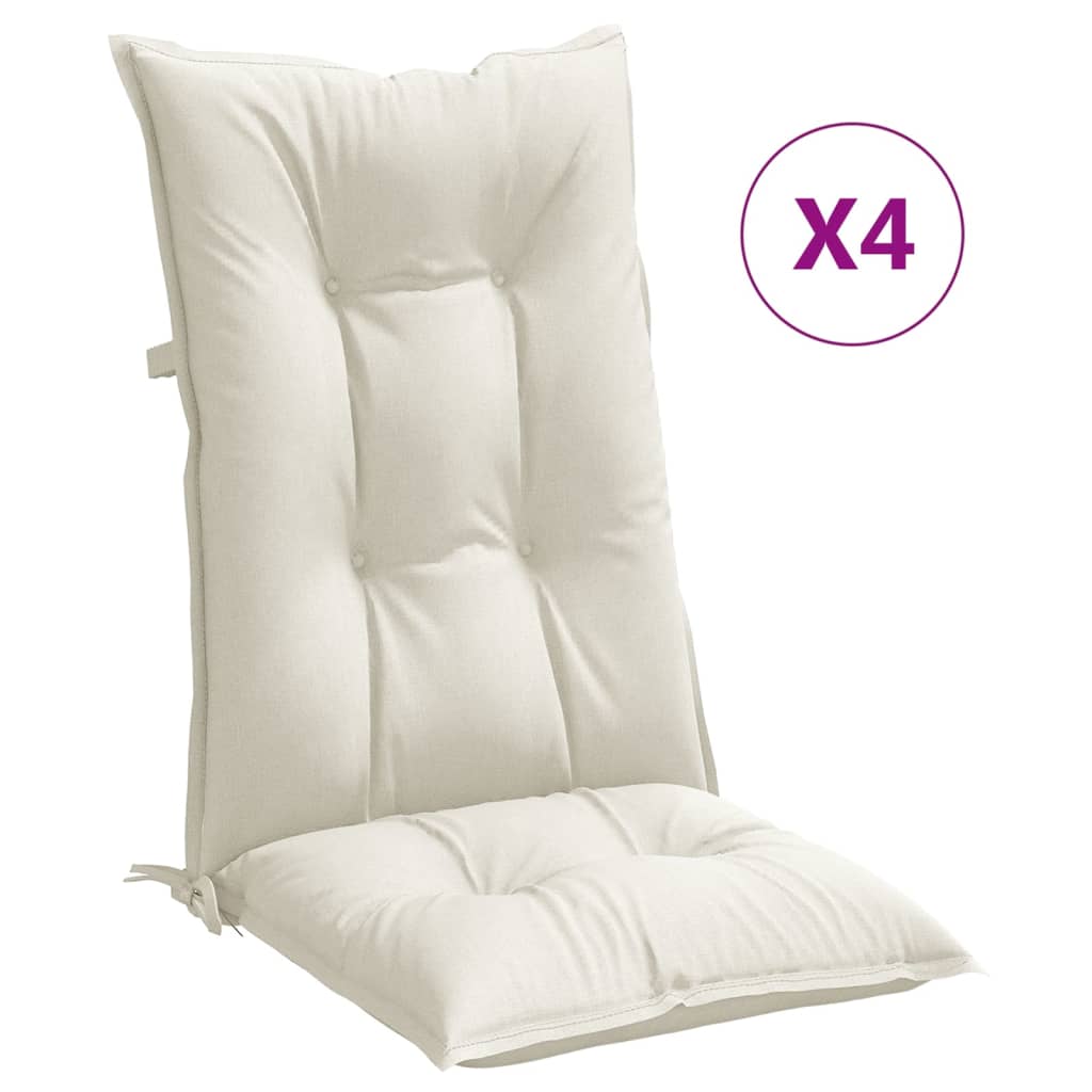 Stolsdynor högt ryggstöd 4 st melerad gräddvit 120x50x7 cm tyg
