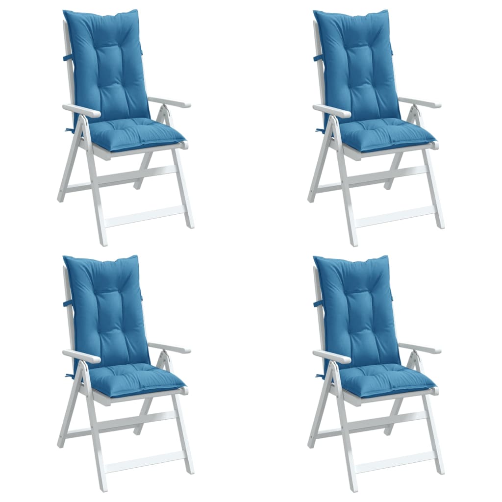 Stolsdynor högt ryggstöd 4 st melerad blå 120x50x7 cm tyg